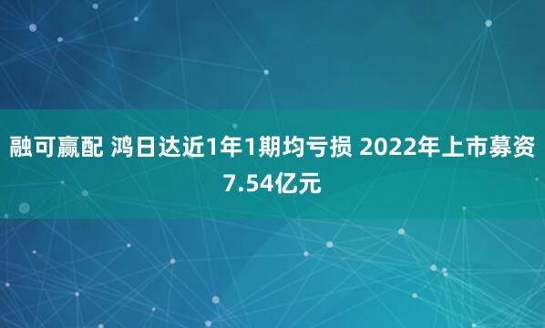 融可赢配 鸿日达近1年1期均亏损 2022年上市募资7.54亿元