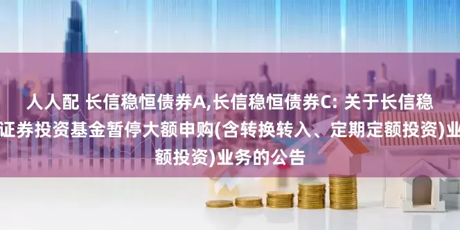 人人配 长信稳恒债券A,长信稳恒债券C: 关于长信稳恒债券型证券投资基金暂停大额申购(含转换转入、定期定额投资)业务的公告